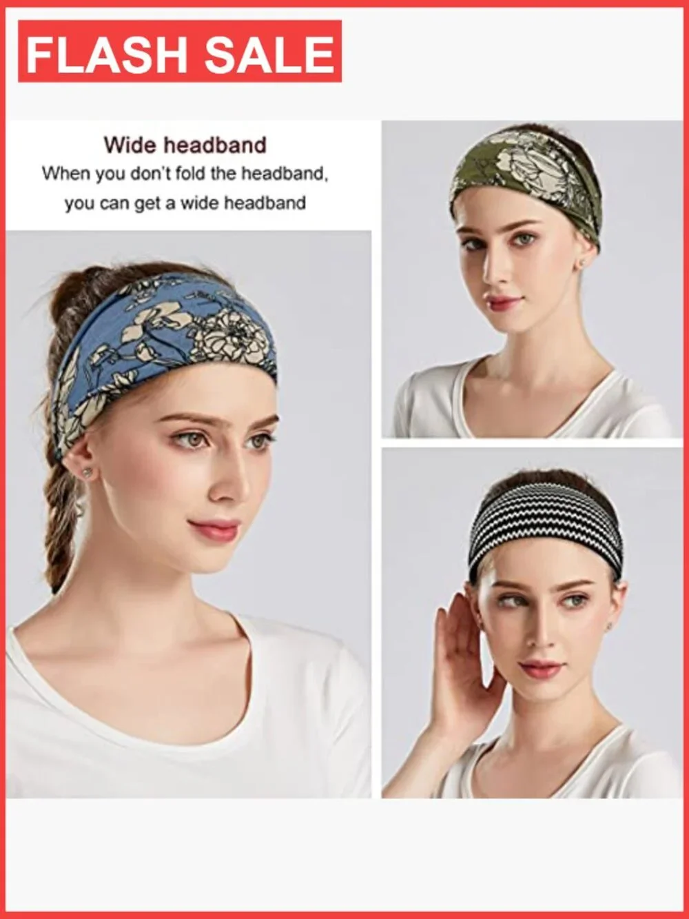 Wide Yoga Headbands 6 Pack Stretchy Sweat Absorbing Hair Accessories